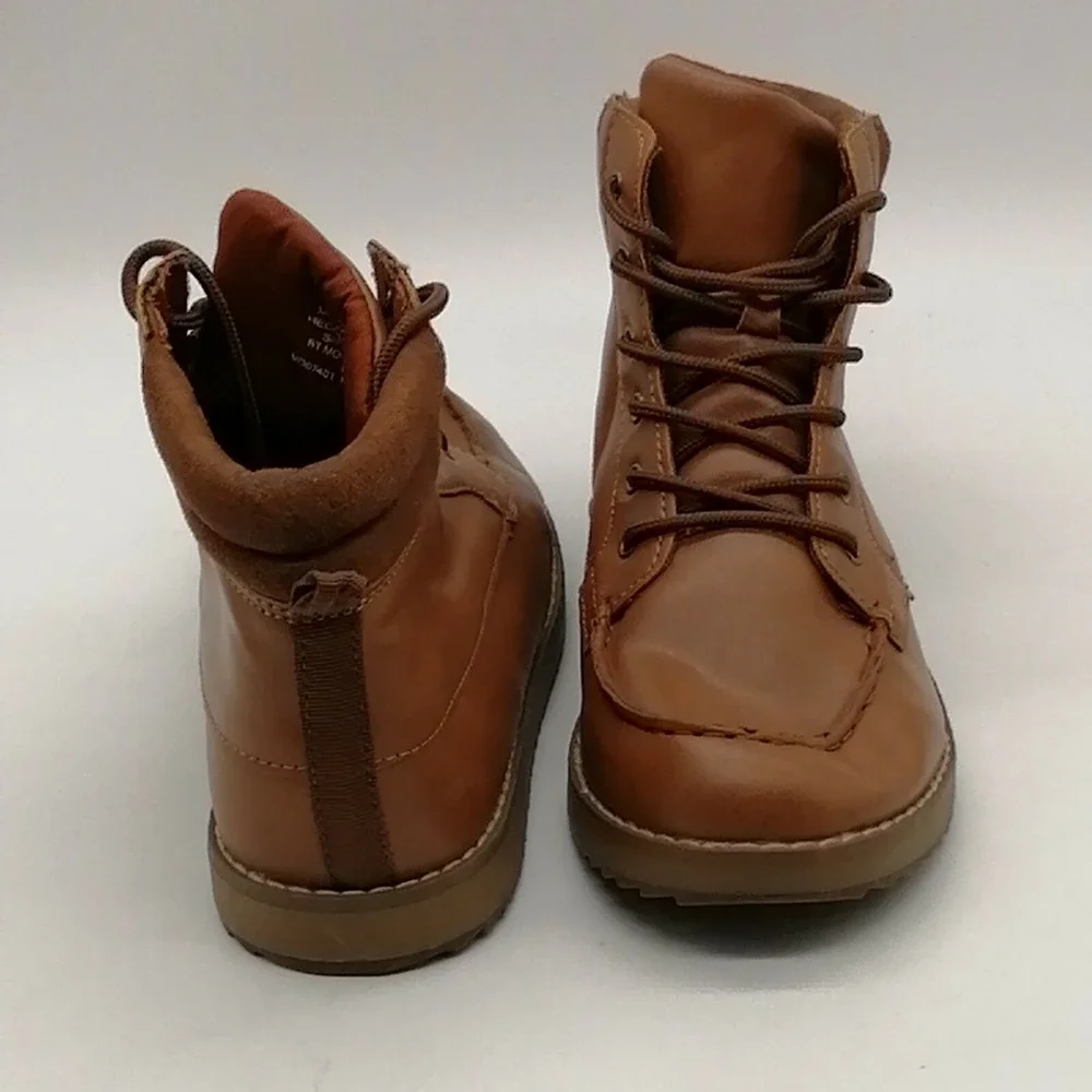 Old Navy Shoes Womens Flat Heel Lace Up Front Ankle Boot Cushioned Insole Tan 5